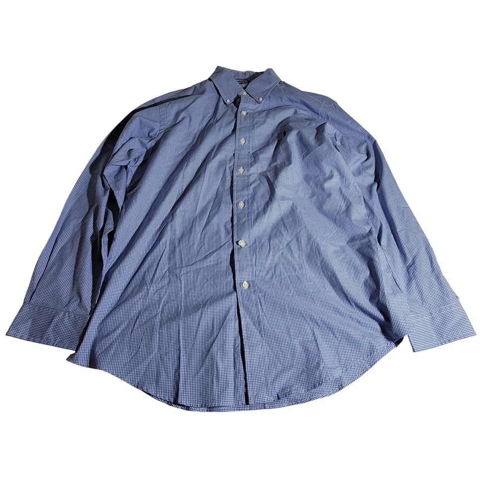Ralph Lauren Mens Custom Fit Blue Gingham Button Down Shirt 16 32/33